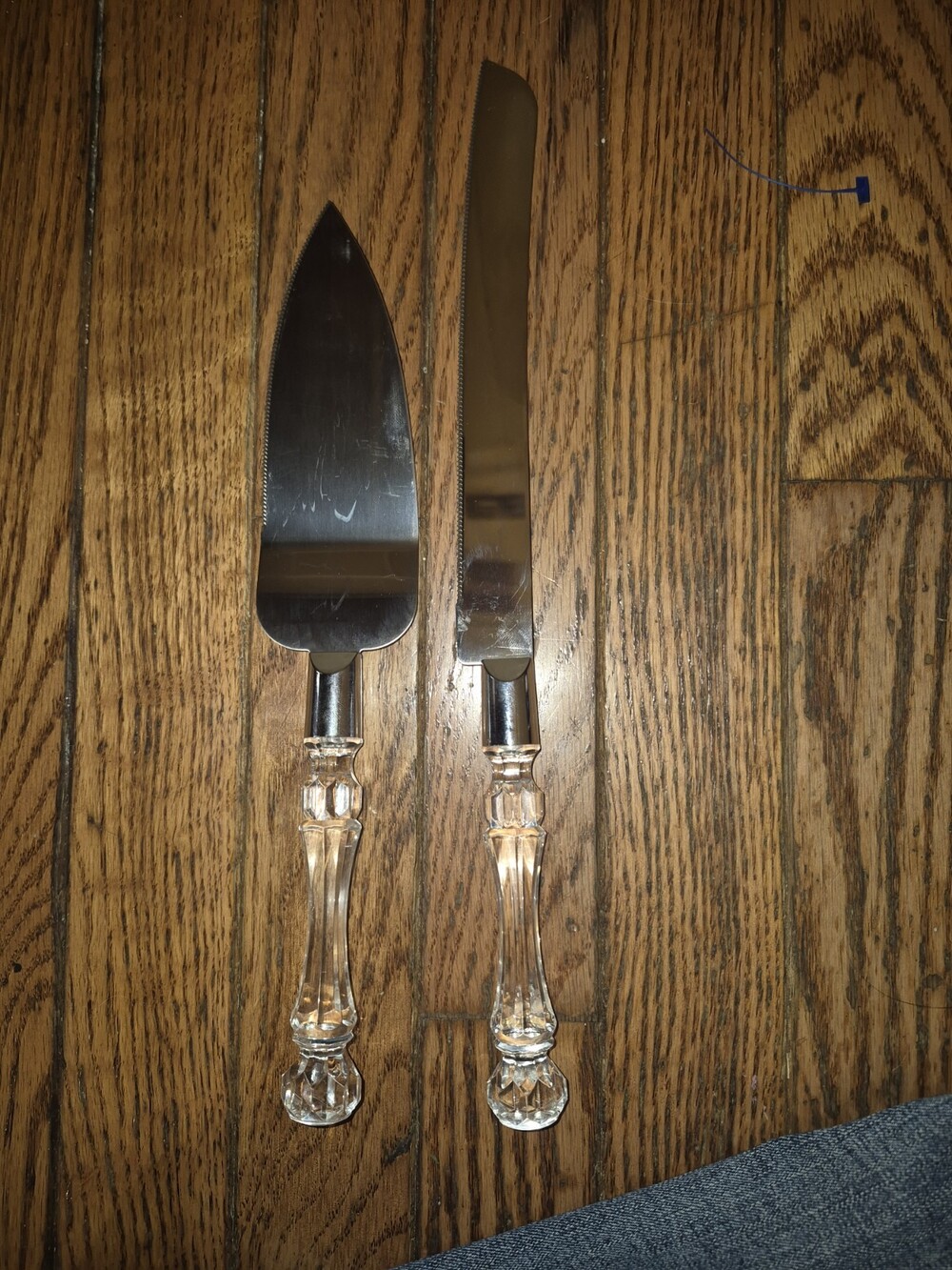 Vintage 2-Piece Stainless Steel Wedding Cake Knife & Server Set with Clear...